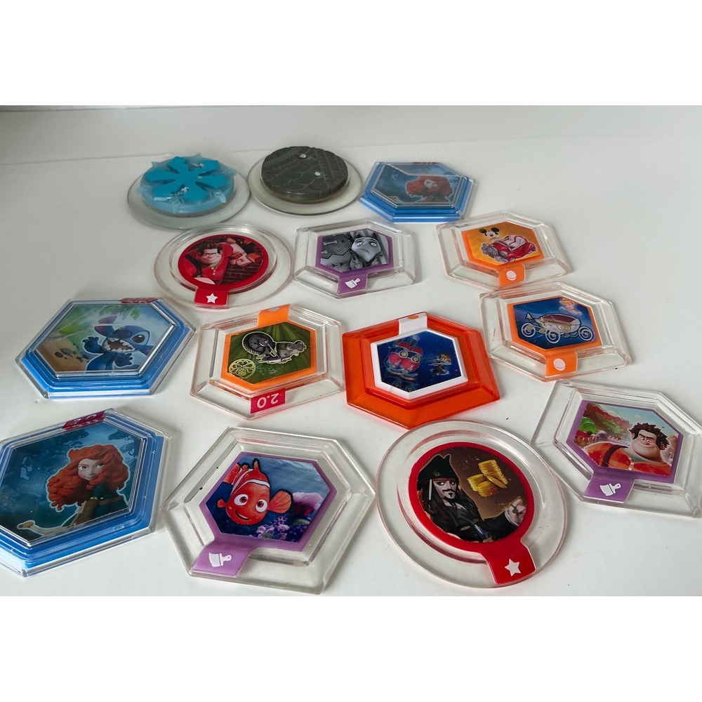 Disney Infinity Power Disc Lot 14pc Wreck-It Ralph Stitch Frozen Marvel Mixed OS